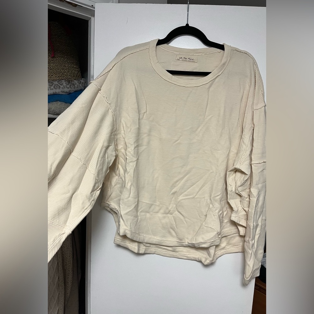 We The Free Ivory Ribbed Knit Top